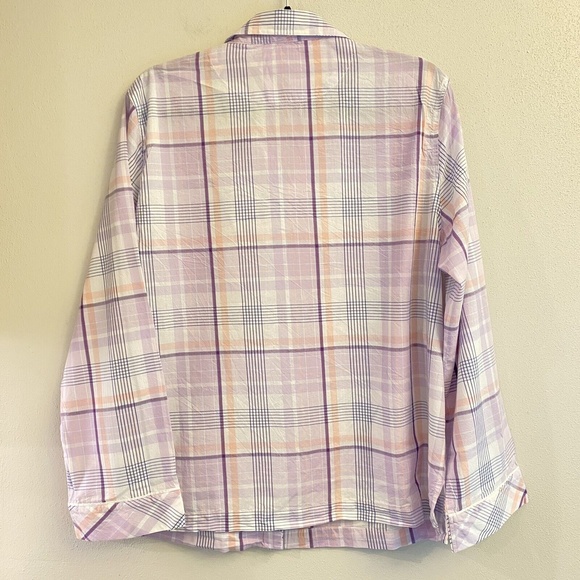 Victoria’s Secret Large pajama top shirt button up plaid Pink/Purple multicolor - Picture 7 of 9